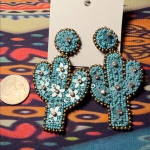 Beaded Cactus Earrings